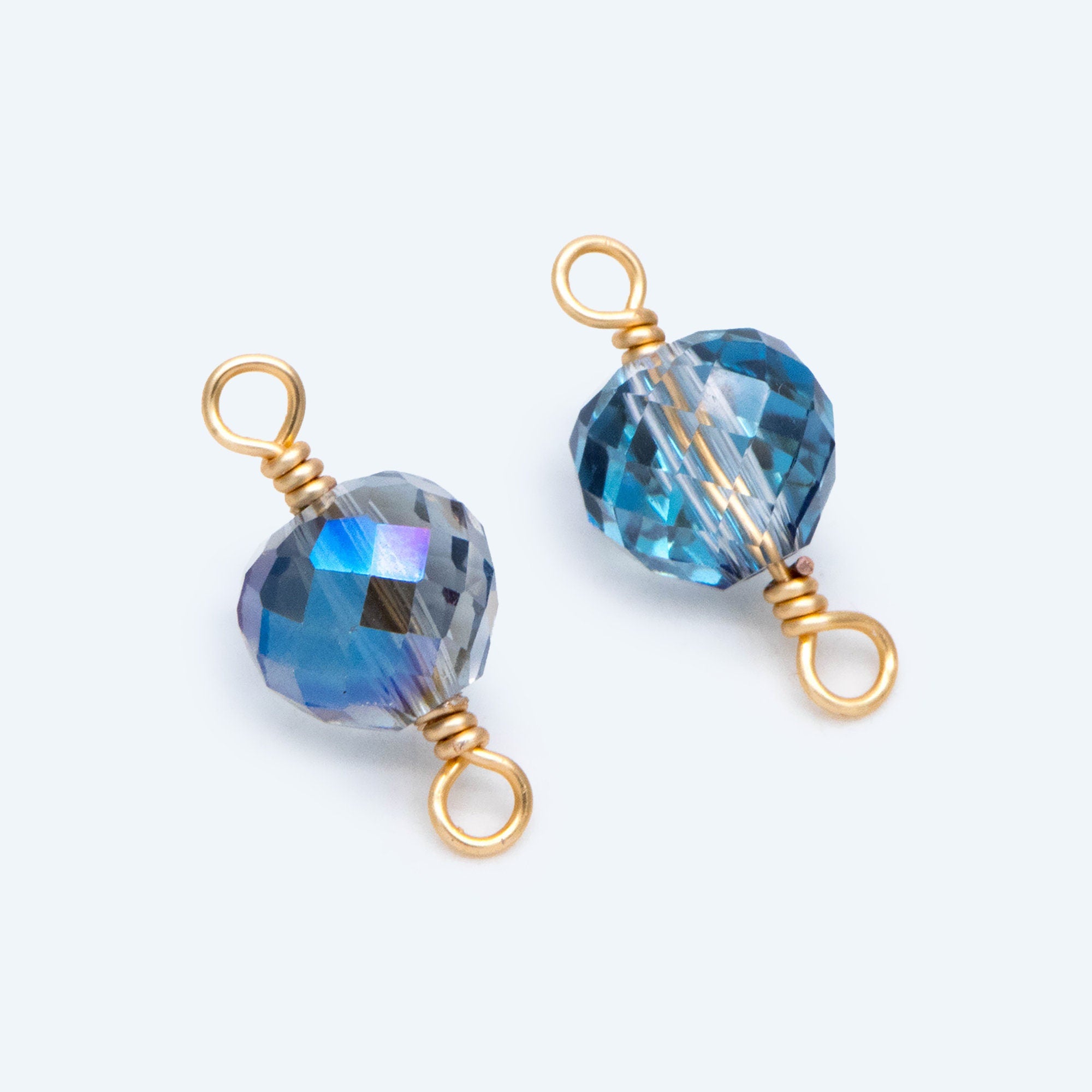 10pcs Crystal Teardrop Bead Connectors, Glass Drop Charms, 18K Gold Wire Supplies, Diy Material Findings (GB-2913)